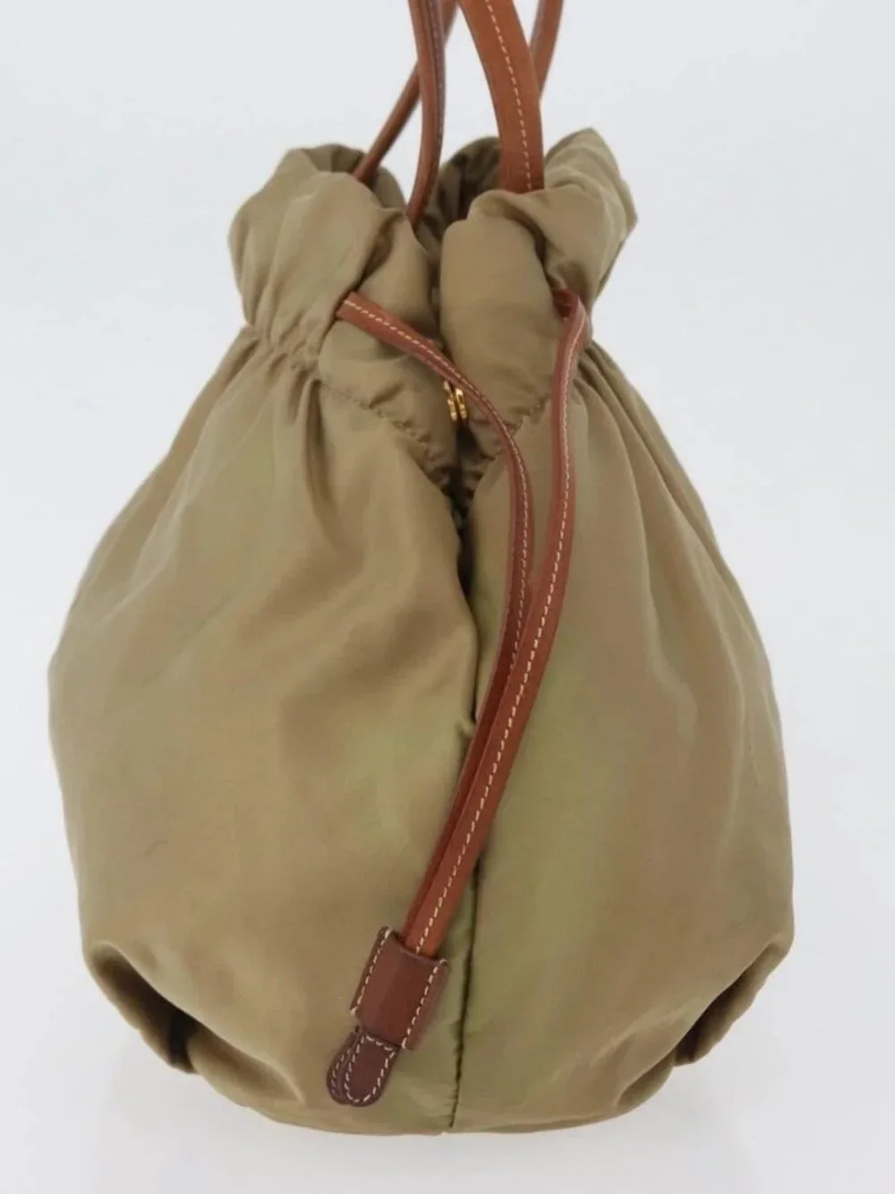 PRADA Tote Bag Nylon Beige Gold Auth bs32789 - Picture 6 of 16